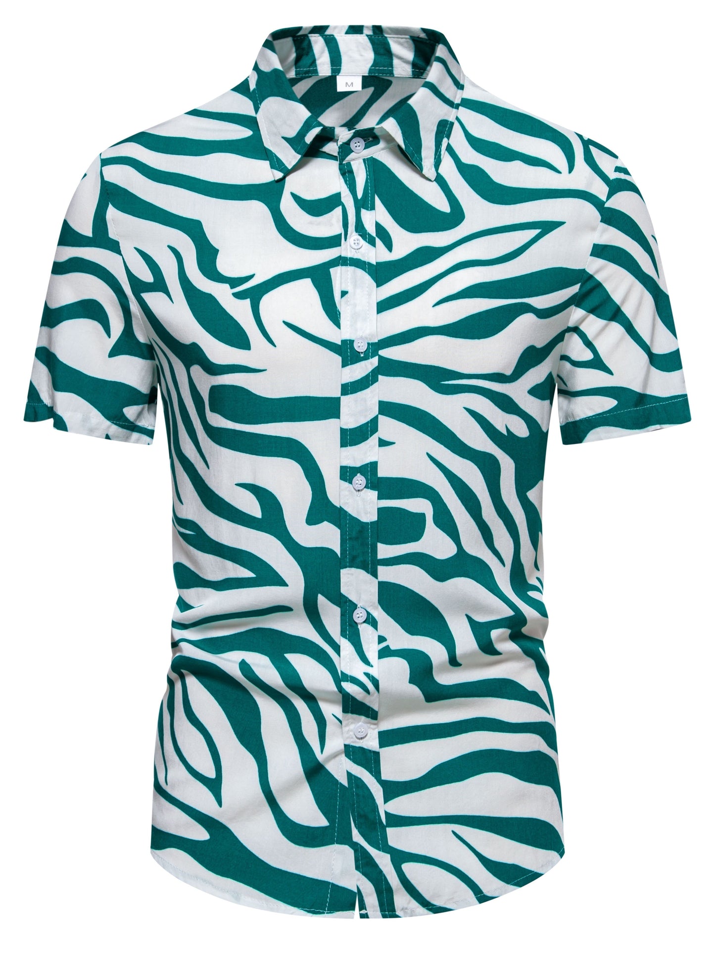 Camicia uomo a maniche corte stile resort con motivo zebrato di tendenza per l'estate