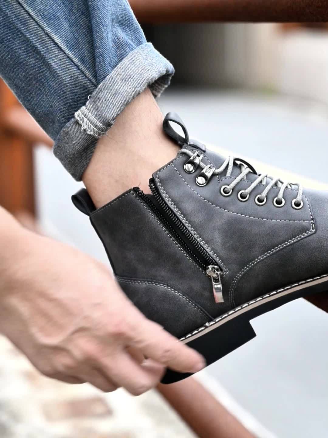 Bottes montantes homme marron lacets style décontracté chic