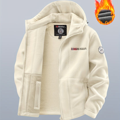Veste polaire à capuche homme Bleu marine double épaisseur extérieur