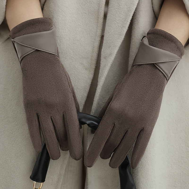 Gants Femme Hiver Chauds avec Manchette Décorative Multicolore