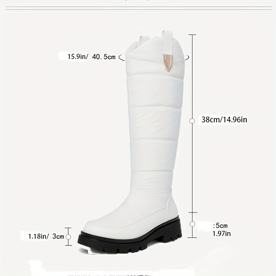 Bottes d'hiver matelassées femme montantes noires avec semelle crantée