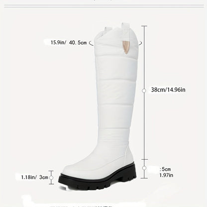 Bottes d'hiver matelassées femme montantes noires avec semelle crantée