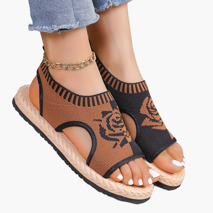 Sandales décontractées femme à motif floral pour été, style bohème chic, confort quotidien