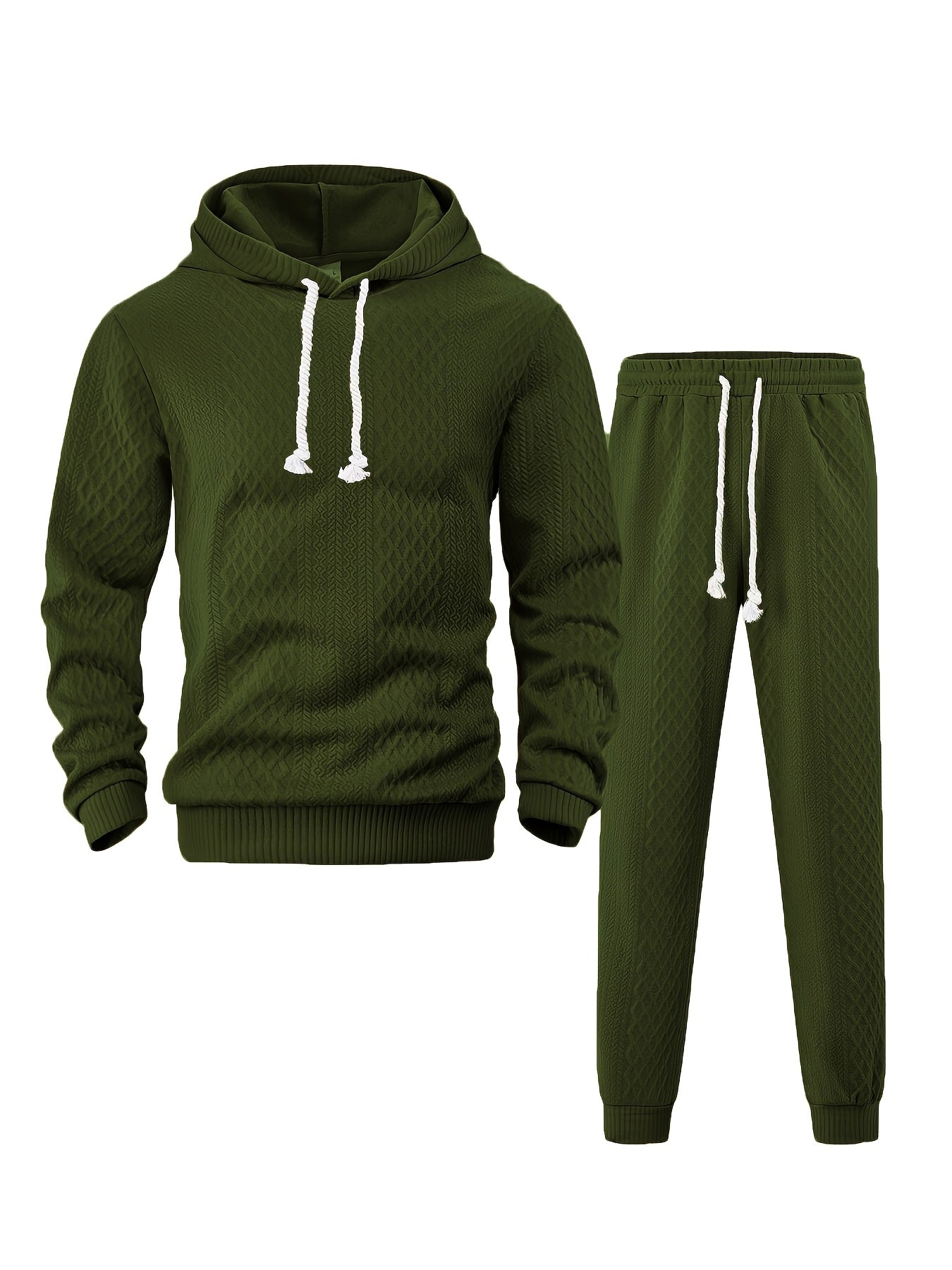 Ensemble Survêtement Homme à Capuche Texture Chevron et Losange – Style Décontracté