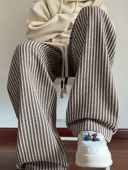 Pantalon décontracté à jambes droites pour homme style streetwear avec motif chevrons