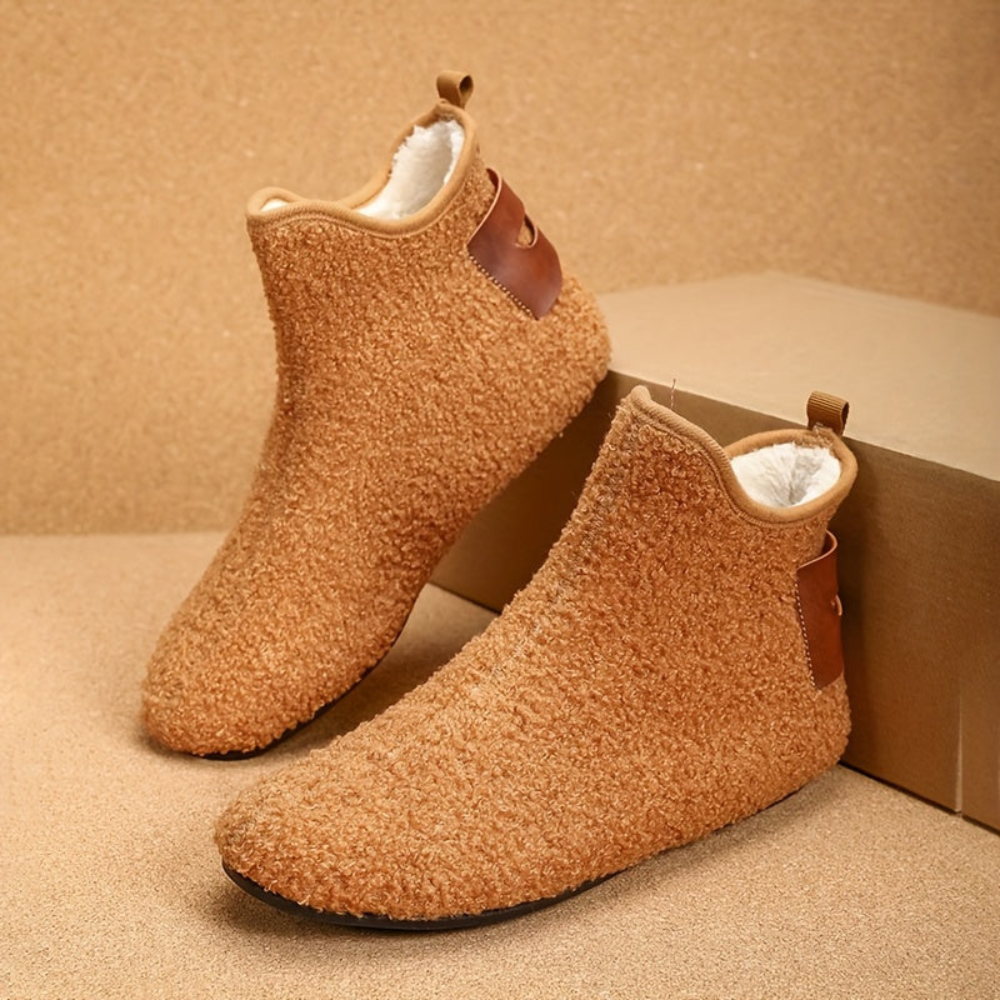 Bottes souples en tissu bouclé Homme, Intérieur fourré, confortables, multiples couleurs