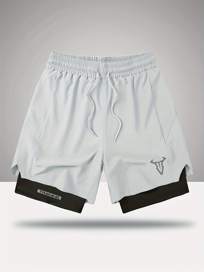 Short de sport homme entraînement double couche style moderne pour fitness et course à pied