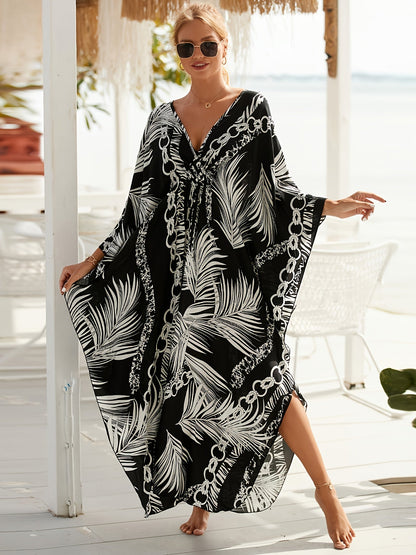 Kaftán largo de playa para mujer estilo resort tropical chic