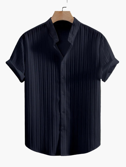 Camicia casual con colletto alla coreana da uomo stile moderno e estivo