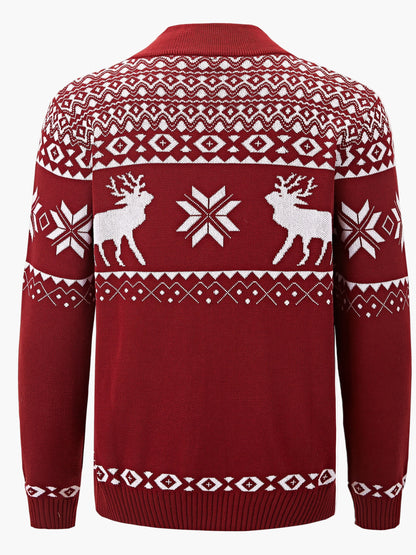 Cardigan para hombre estilo nórdico con motivo de reno para el invierno, casual y festivo