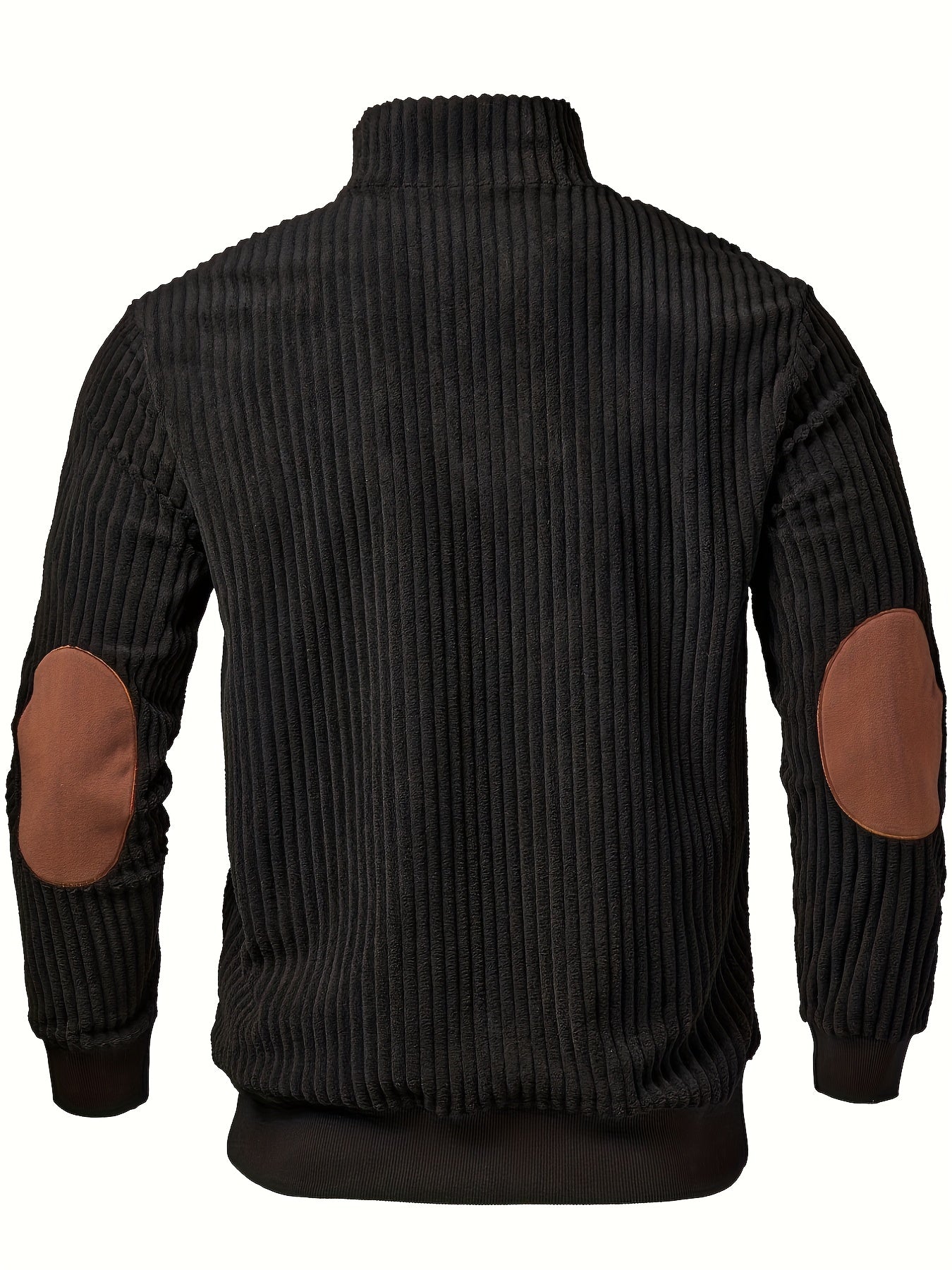 Pull Homme côtelé avec col montant zippé et empiècements suédine