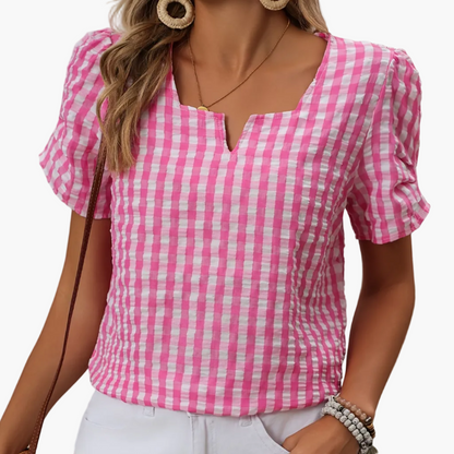 Blouse à carreaux vichy style élégant pour femme - idéale pour le printemps et l'été