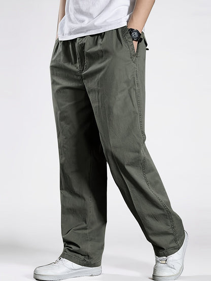 Pantalon décontracté à taille élastique homme, coupe ample, idéal pour loisirs et détente