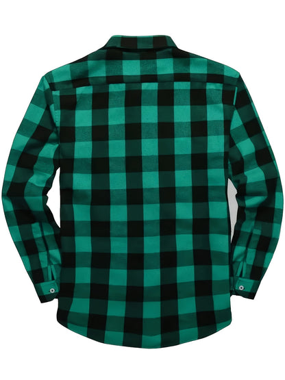Chemise à Carreaux Homme Manches Longues à Col Classique et Poches Poitrine Couleurs Variées