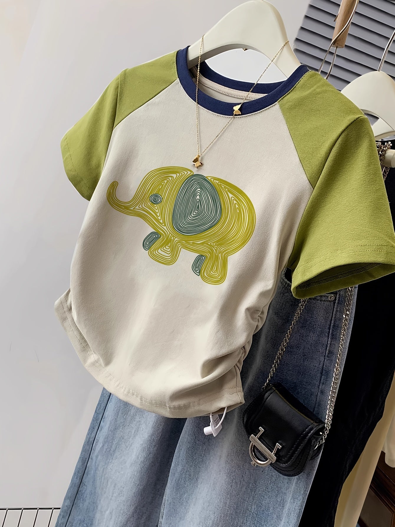 Camiseta casual para mujer estilo Y2K con diseño gráfico de elefante para el verano