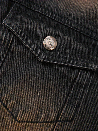 Gilet sans manches homme en jean délavé noir avec effet vieilli