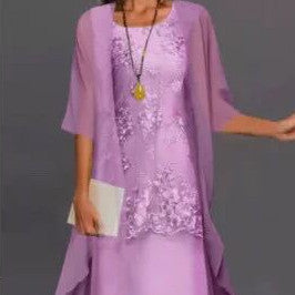 Elegantes zweiteiliges Damenkleid im Abendstil, schickes Ensemble mit fließender Jacke, ideal für Zeremonien und Events