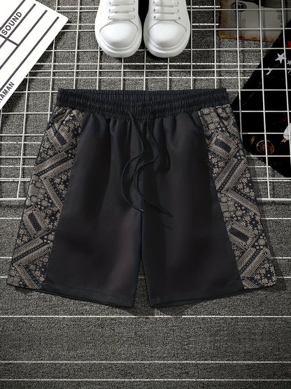 Heren shorts in stedelijke stijl met zijpanelen met grafisch patroon – Ideaal voor streetwear en vrije tijd