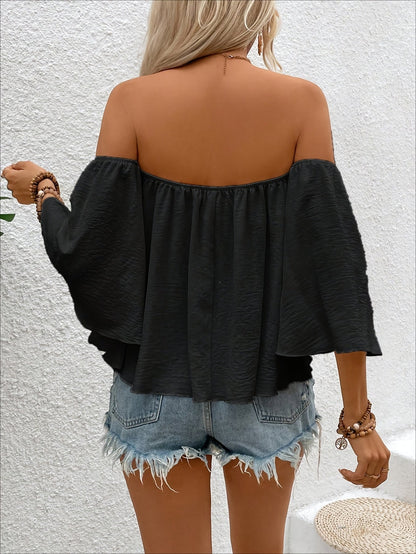 Women's Bohemian Style Blouse Off-Shoulder Loose Sleeves Summer