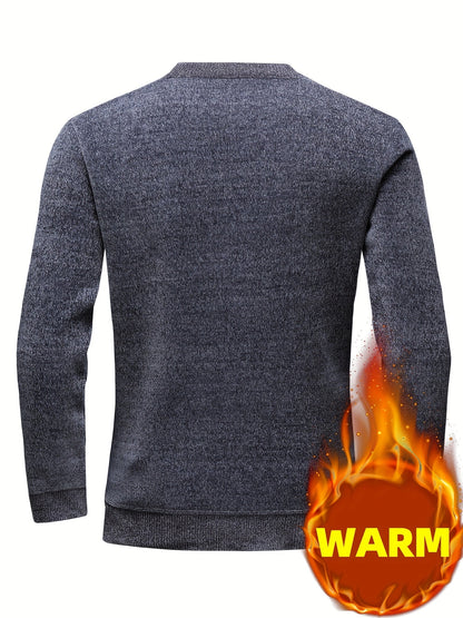 Pull Homme Col Rond Tricoté Maille Texturée Rayures Poitrine Manches Longues