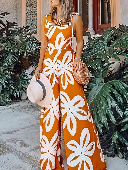 Lang kjole til kvinder i boheme-chic stil med blomsterprint til sommeren