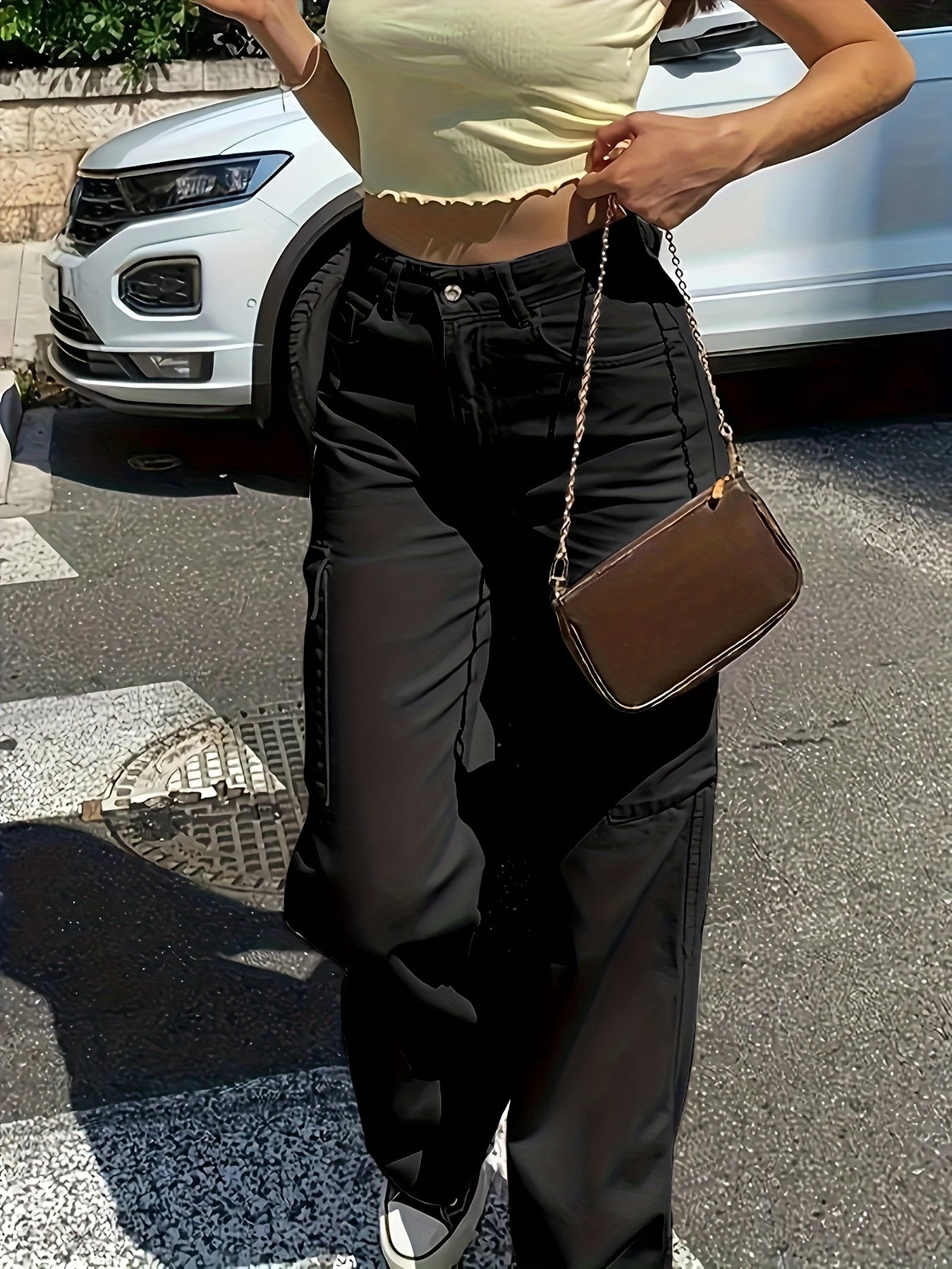 Pantalon cargo large pour femme style urbain et décontracté