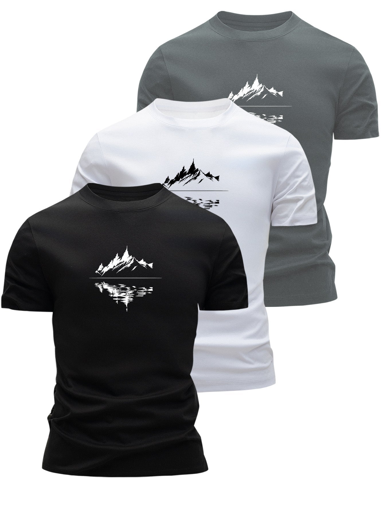 T-shirt Homme Style Graphique Montagne, Décontracté, Idéal pour Loisirs et Plein Air