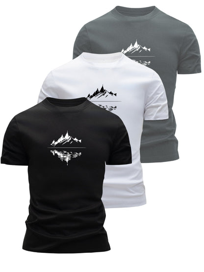 T-shirt Homme Style Graphique Montagne, Décontracté, Idéal pour Loisirs et Plein Air