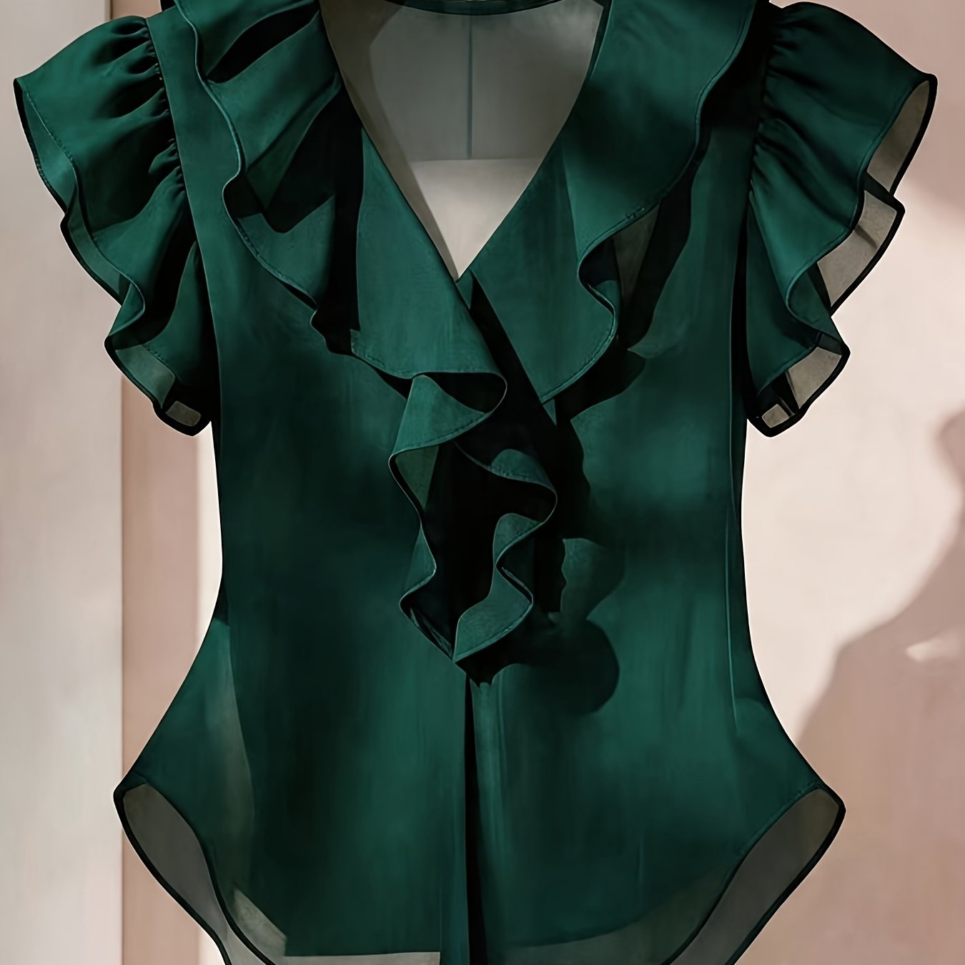 Blouse Femme Élégante à Volants Style Romantique pour Tenue Chic et Bureau