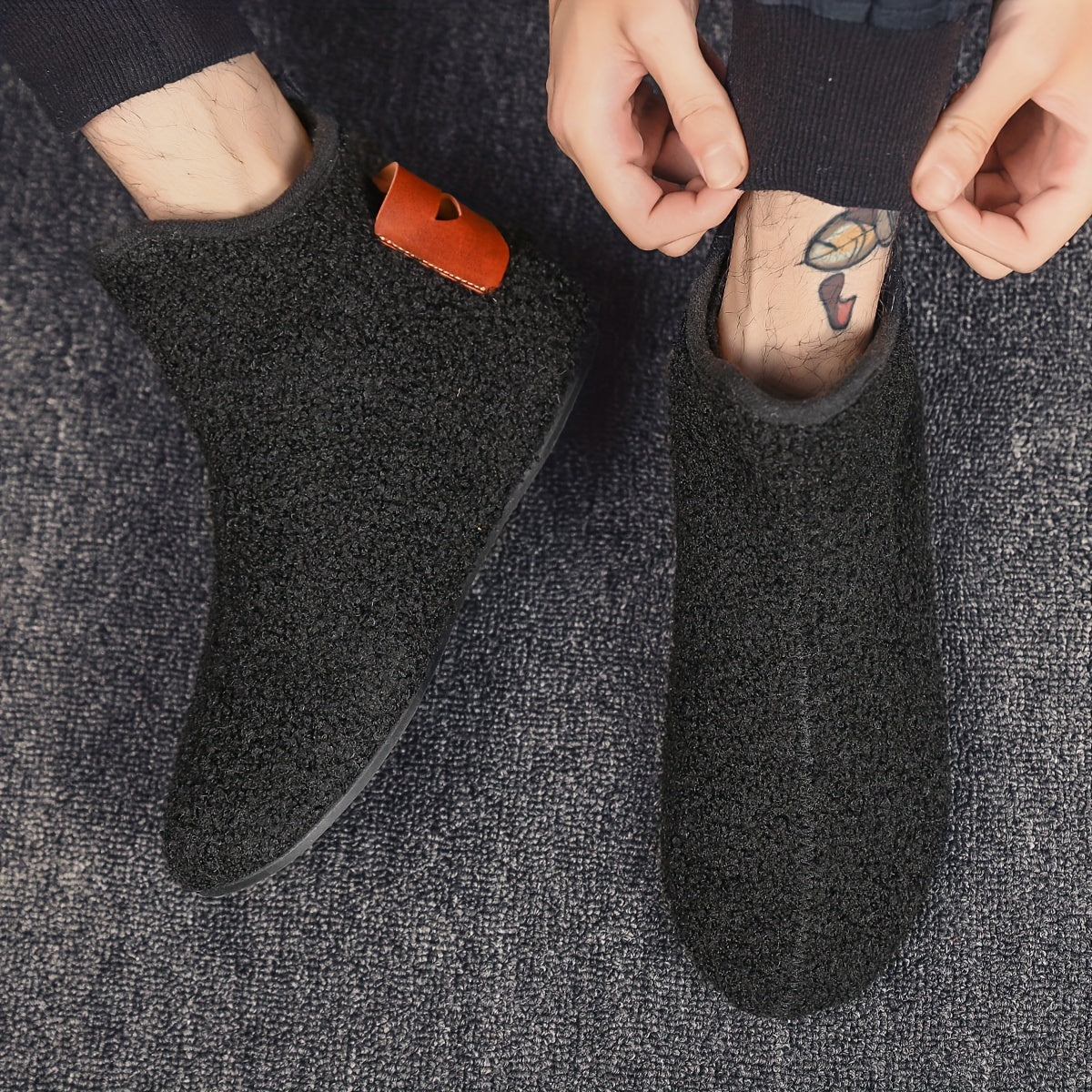 Bottes souples en tissu bouclé Homme, Intérieur fourré, confortables, multiples couleurs