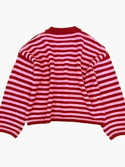 Sweter w paski w eleganckim stylu dla kobiet – jesień/ zima – z okrągłym dekoltem