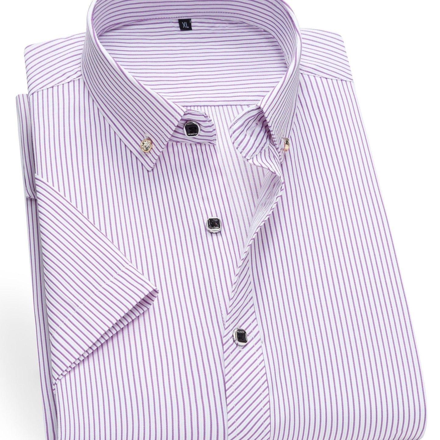 Chemise habillée à manches courtes pour homme style business à rayures fines