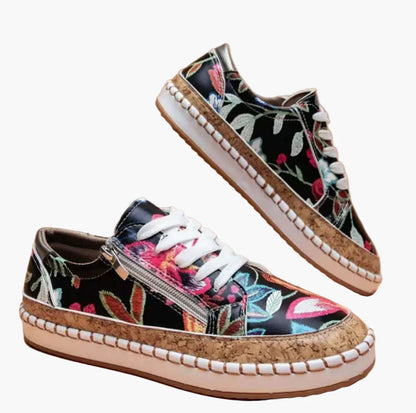 Baskets décontractées pour femme style floral brodé – Mode urbaine et confort quotidien