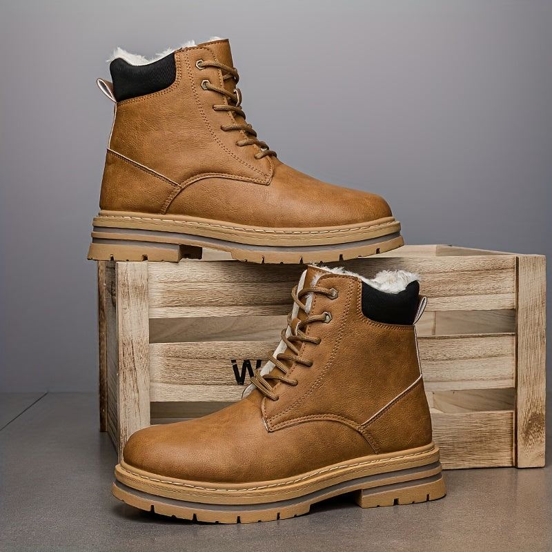 Bottes montantes homme fourrées chaudes à lacets, plusieurs coloris disponibles