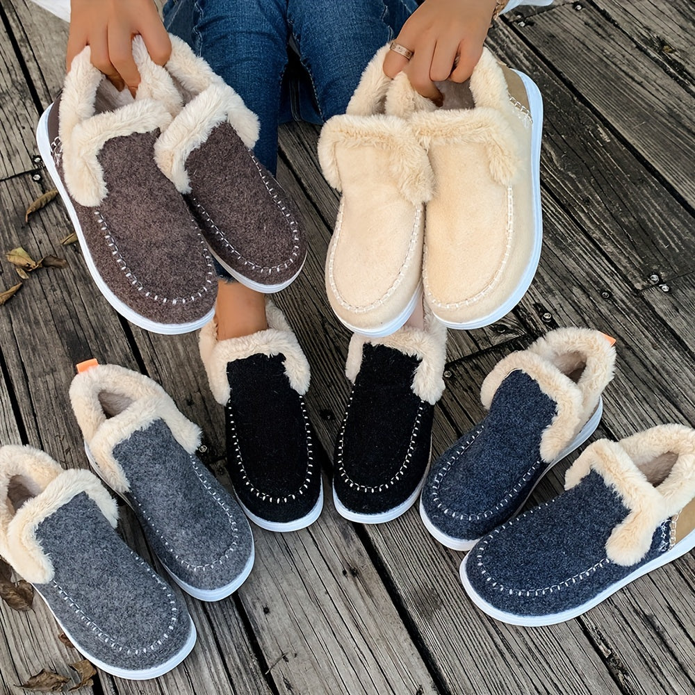 Chaussons montants doublés en fourrure pour femme, style mocassin, diverses couleurs
