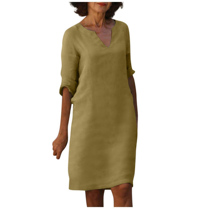 Robe décontractée rétro pour femme, manches mi-longues, style artistique, grande taille, multi-couleurs