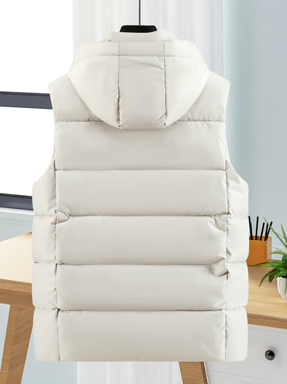 Doudoune sans manches à capuche matelassée pour homme Beige