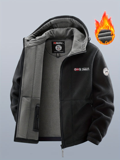 Veste polaire à capuche homme Bleu marine double épaisseur extérieur