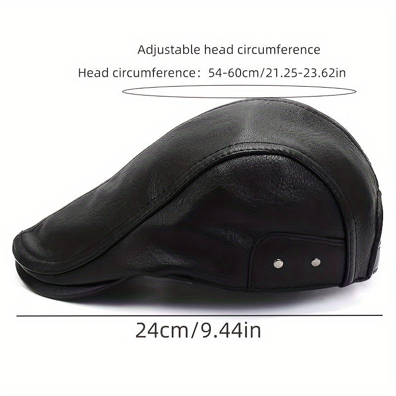 Casquette plate de style gavroche en matériau noir texturé