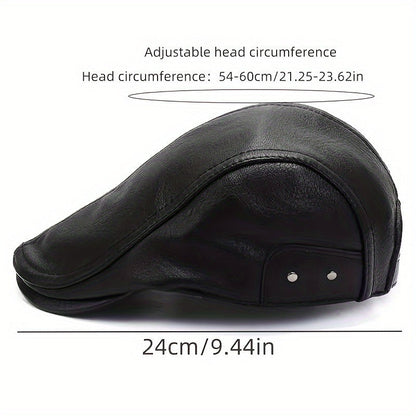 Casquette plate de style gavroche en matériau noir texturé