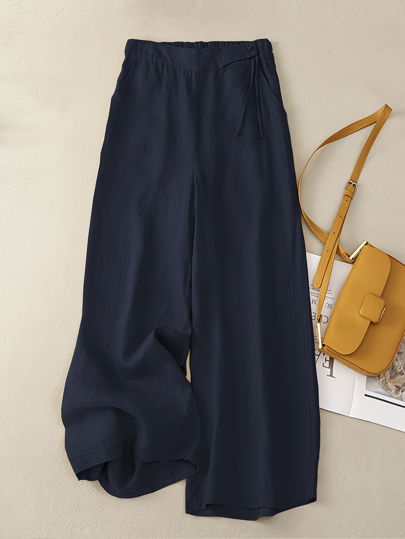 Pantalon large taille haute femme style élégant pour printemps et été