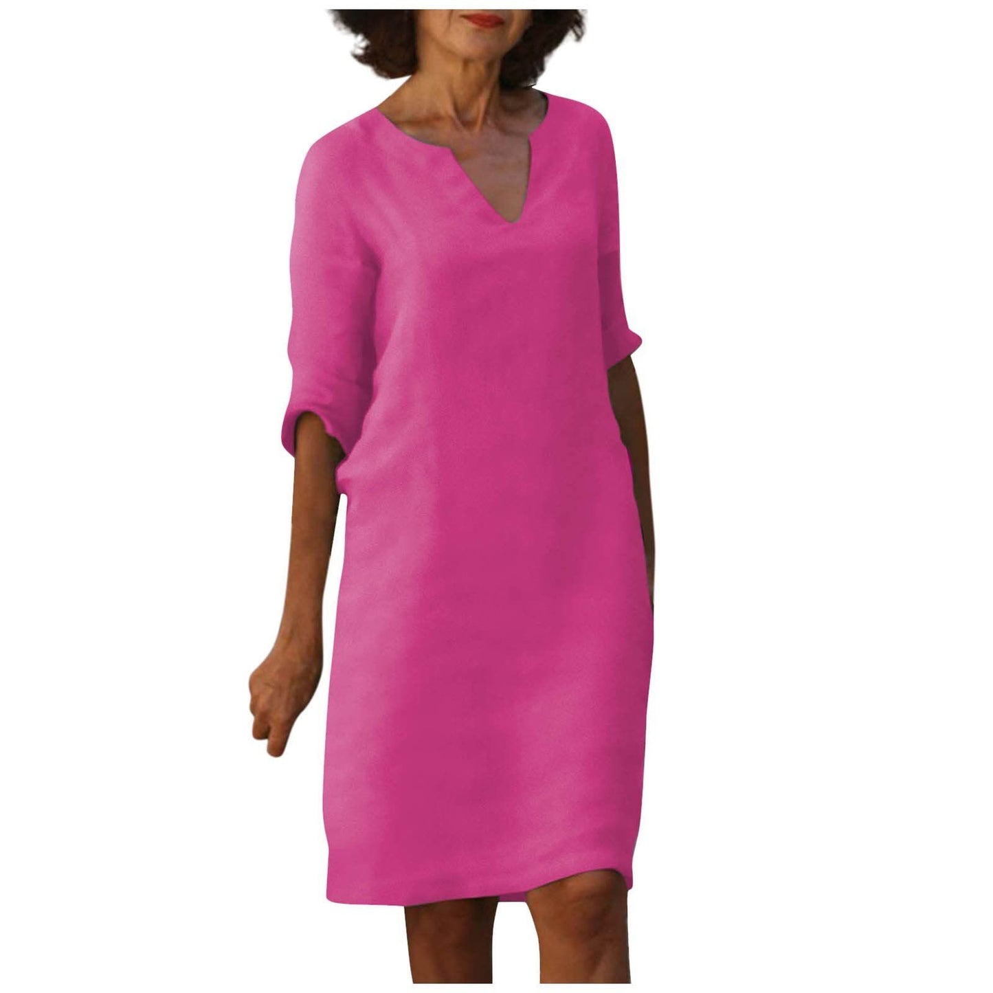 Robe décontractée rétro pour femme, manches mi-longues, style artistique, grande taille, multi-couleurs