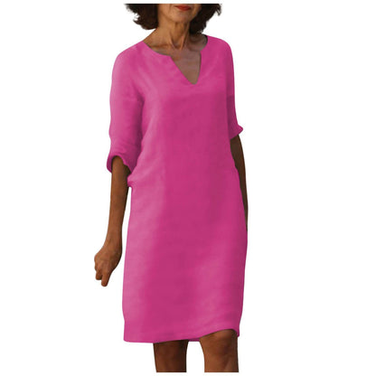 Robe décontractée rétro pour femme, manches mi-longues, style artistique, grande taille, multi-couleurs