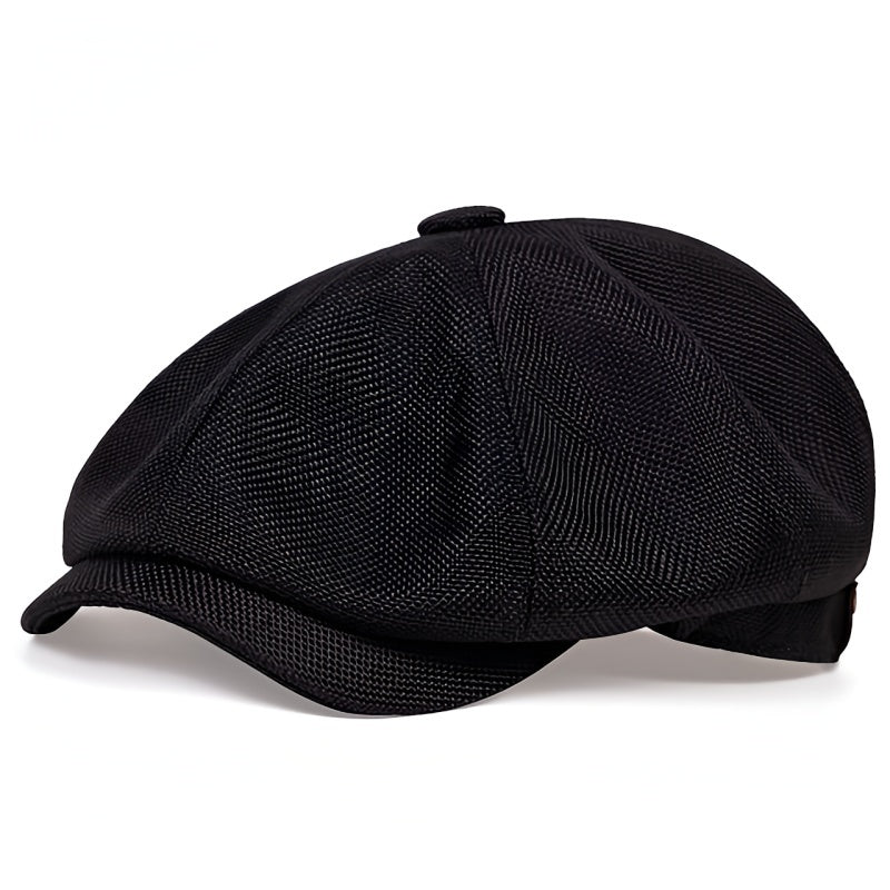 Men's Gatsby-Style Flat Beret Cap, Various Colors, Elegant Visual Texture