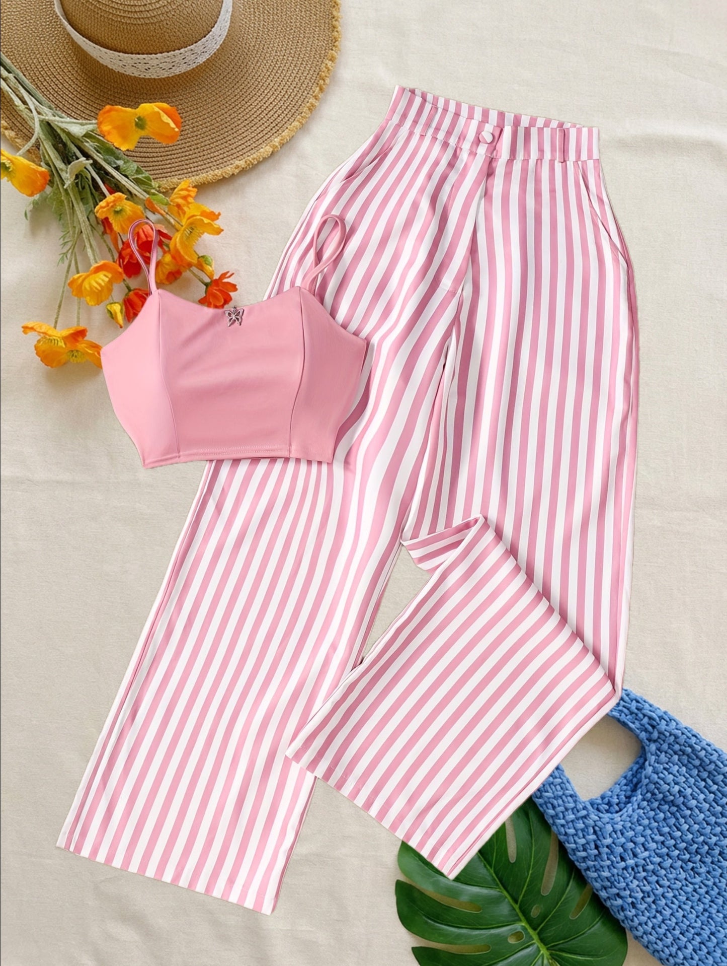 Completo due pezzi da donna - Stile chic a righe per eventi estivi
