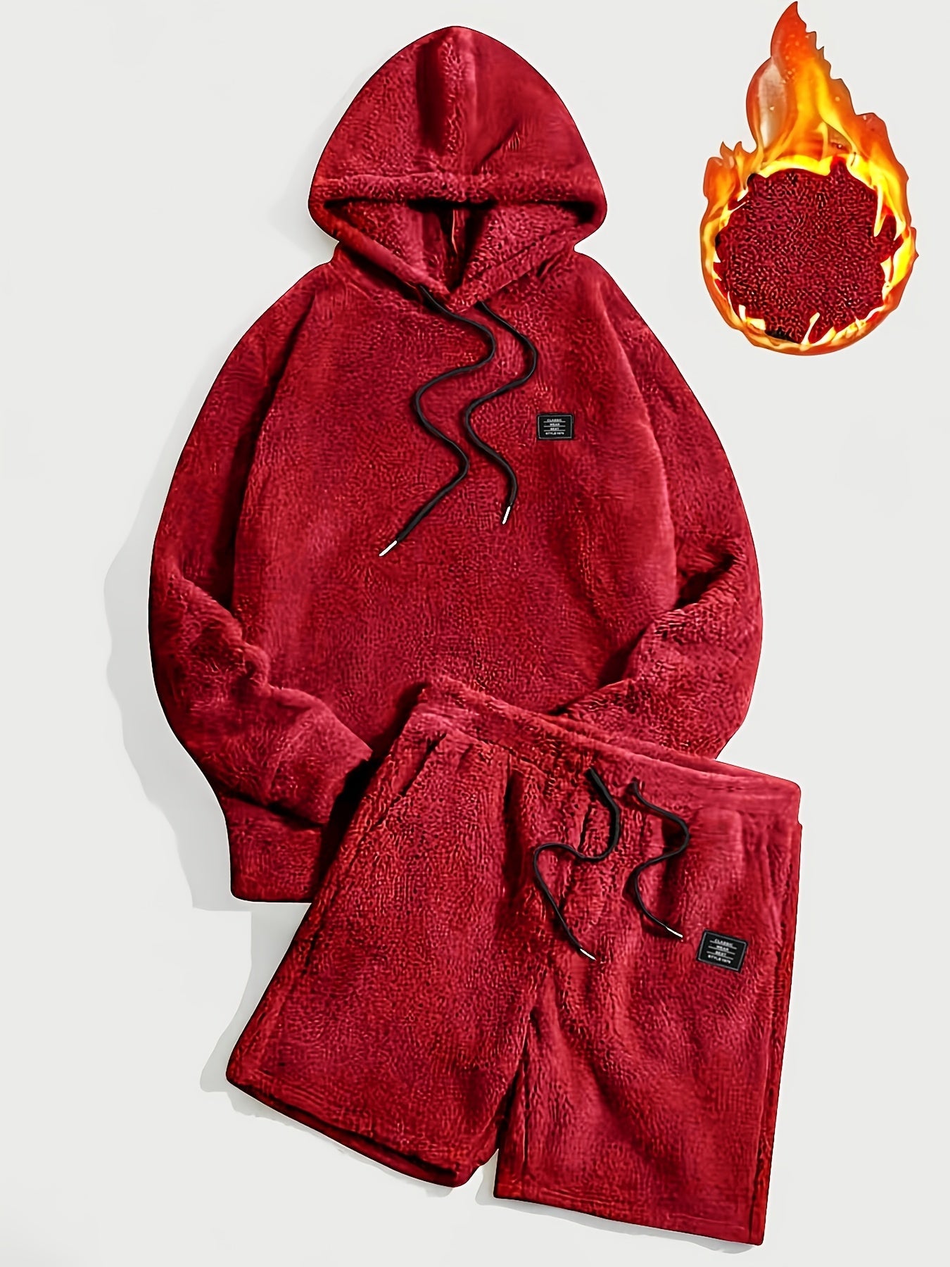 Ensemble Homme Doux Hoodie et Short Molletonné Gris Clair