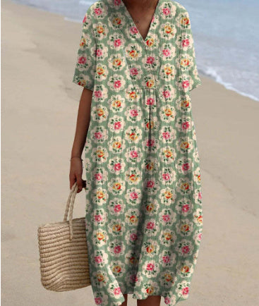 Langes, lässiges Damenkleid im Boho-Stil, ideal für Strand und Sommer