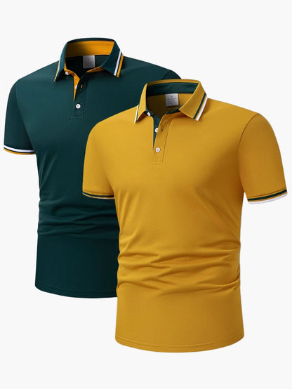Polo décontracté homme à col contrastant, style élégant pour activités quotidiennes et loisirs