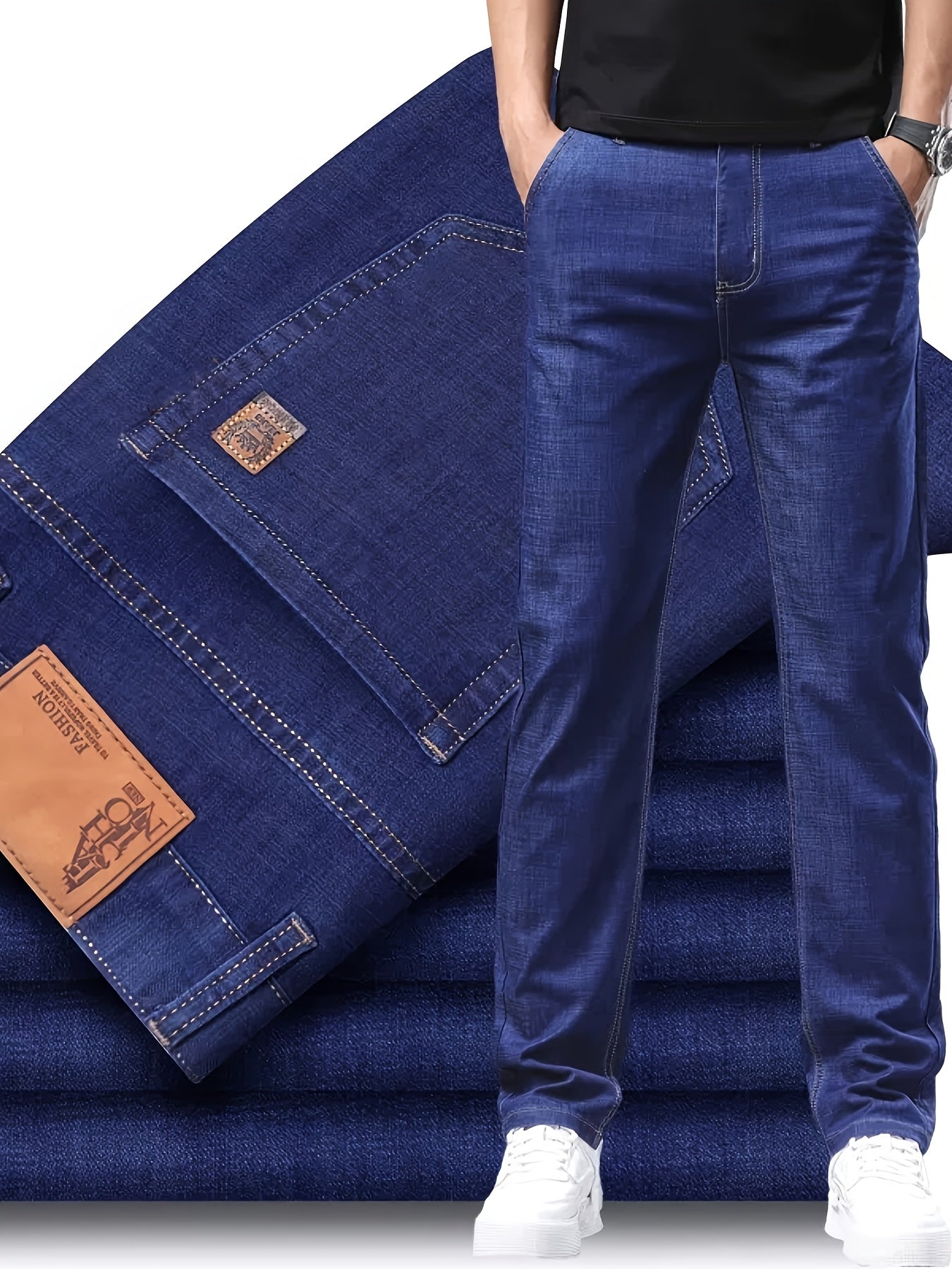 Herren-Jeanshose im Basisschnitt mit geradem Bein, ideal für den Sommer  