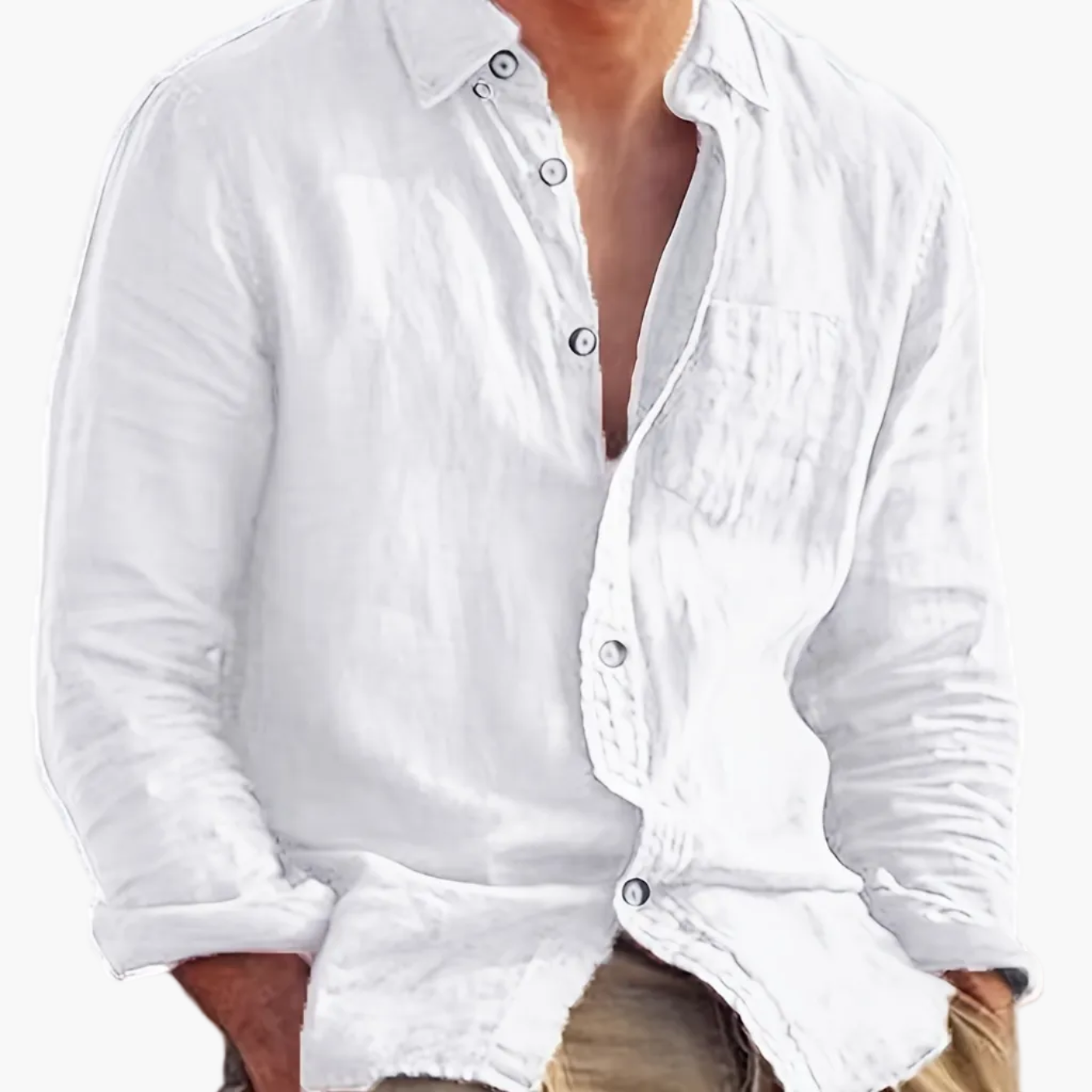 Chemise décontractée pour homme à manches longues style plage – Idéale pour sorties et vacances